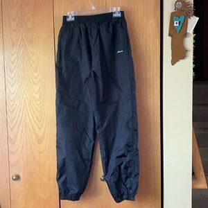 Vintage FILA black LARGE pull on zip leg lined wind rain pants jogger pockets